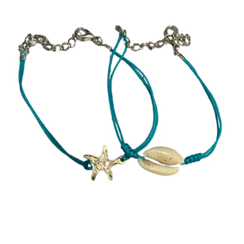 Set of Blue Shell Bracelets